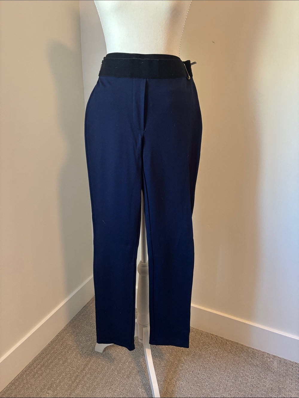 White House Black Market Navy Straight-Leg High-Rise Pants